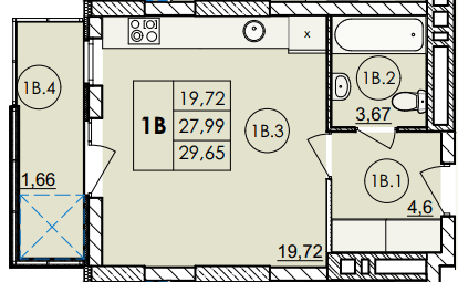 1-комнатная 29.65 м² в ЖК Дом на Янгеля от 24 500 грн/м², Винница