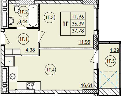 1-комнатная 37.78 м² в ЖК Дом на Янгеля от 26 100 грн/м², Винница