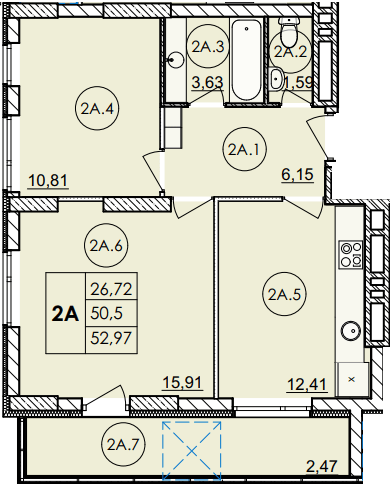 2-комнатная 52.97 м² в ЖК Дом на Янгеля от 24 600 грн/м², Винница