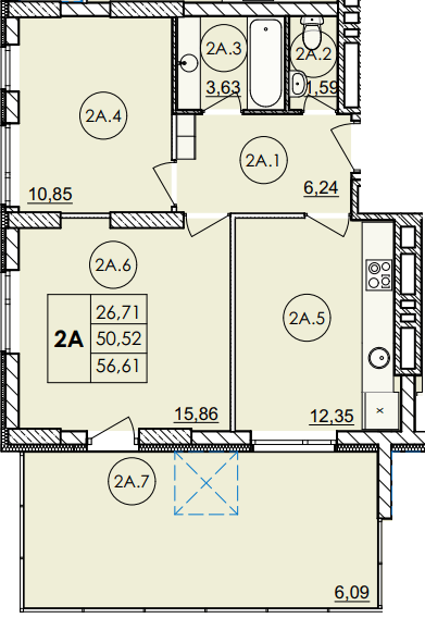 2-комнатная 56.61 м² в ЖК Дом на Янгеля от 21 500 грн/м², Винница