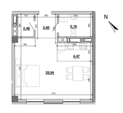 1-кімнатна 42.69 м² в ЖК Містечко Підзамче від 24 844 грн/м², Львів