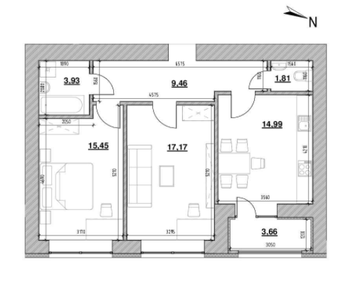 2-кімнатна 66.47 м² в ЖК Шенген від 22 746 грн/м², Львів