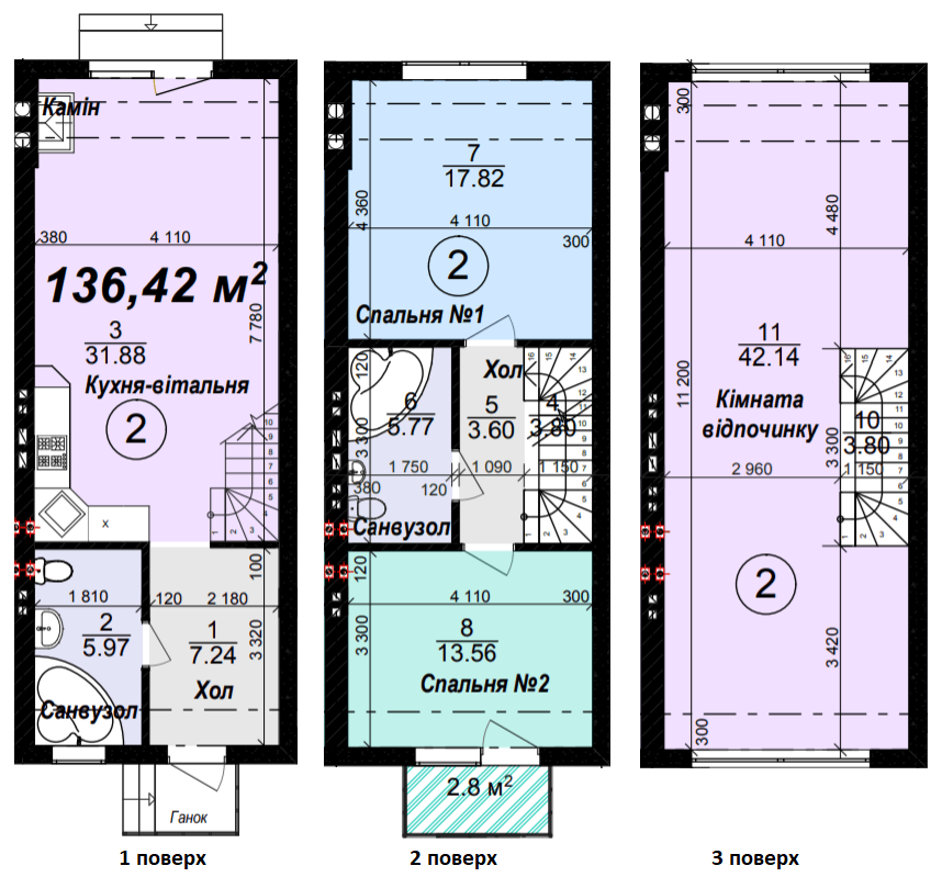 Таунхаус 136.42 м² в Таунхауси Modern House від 25 729 грн/м², с. Ходосівка