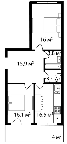 2-кімнатна 74 м² в ЖК Grand Hills від 22 500 грн/м², Ужгород