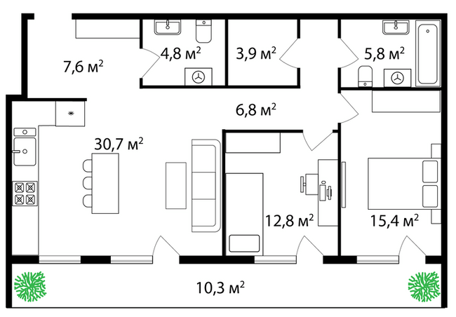 3-кімнатна 98 м² в ЖК Grand Hills від 22 500 грн/м², Ужгород