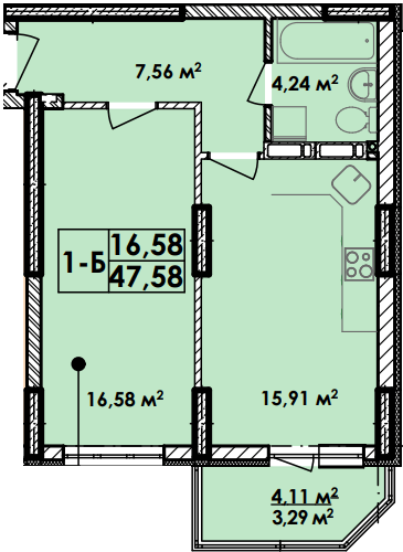 1-кімнатна 47.58 м² в Апарт-комплекс Електриків від 29 360 грн/м², Київ