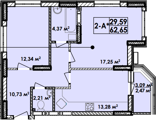 2-комнатная 62.65 м² в Апарт-комплекс Электриков от 28 835 грн/м², Киев