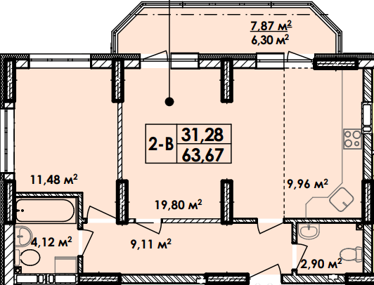 2-кімнатна 63.67 м² в Апарт-комплекс Електриків від 28 836 грн/м², Київ