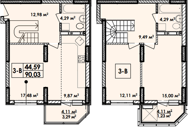 Двухуровневая 90.03 м² в Апарт-комплекс Электриков от 23 829 грн/м², Киев