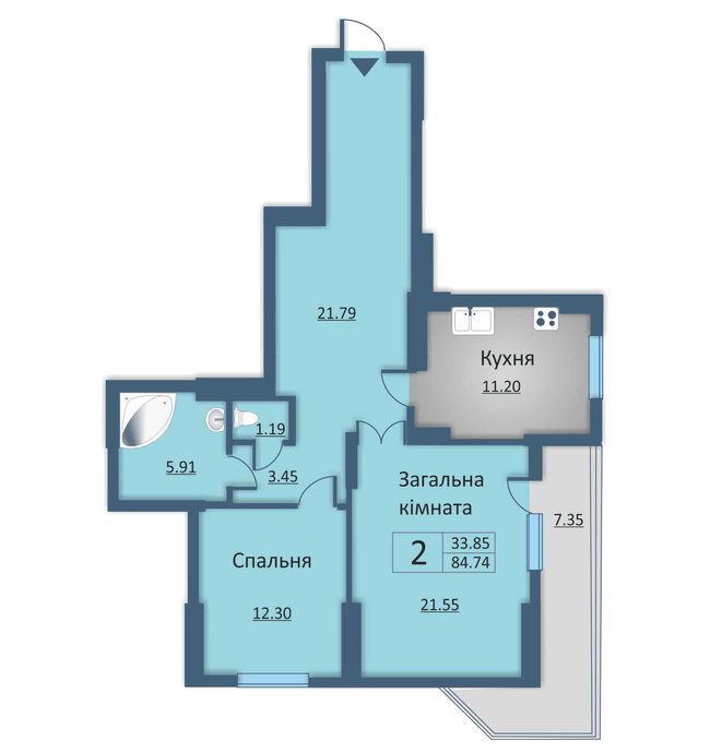 2-комнатная 84.74 м² в ЖД на ул. Каунасская, 2А от 24 300 грн/м², Киев