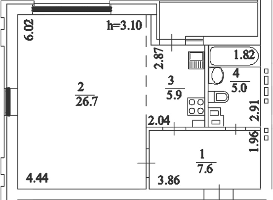 1-комнатная 46.8 м² в ЖК Comfort Club от 43 400 грн/м², Киев