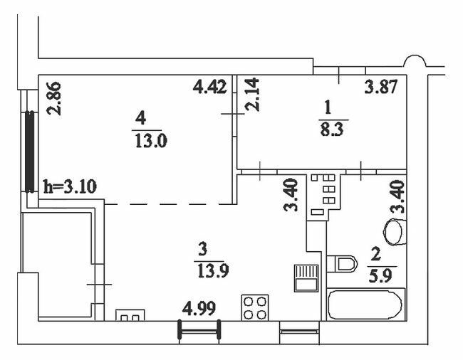 1-кімнатна 42.5 м² в ЖК Comfort Club від 39 300 грн/м², Київ