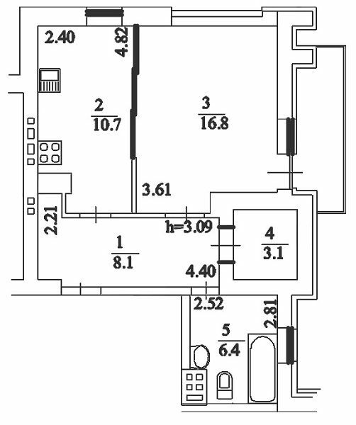 1-кімнатна 46.3 м² в ЖК Comfort Club від 43 400 грн/м², Київ