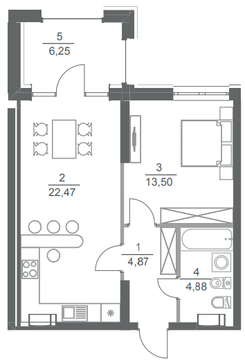 1-кімнатна 52.1 м² в ЖК Greenville Park від 52 250 грн/м², Київ