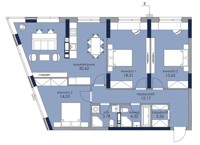 3-кімнатна 101.14 м² в ЖК Новий Автограф від 35 900 грн/м², Київ