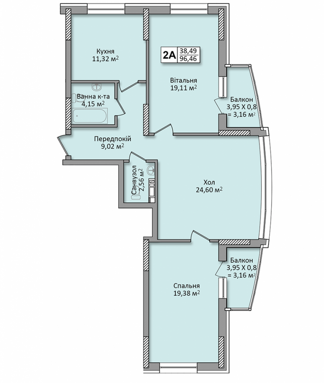 2-комнатная 96.46 м² в ЖК по ул. Ю. Кондратюка от 22 500 грн/м², Киев