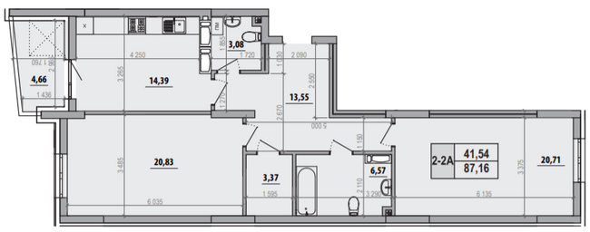 2-комнатная 87.16 м² в ЖК Русановская Гавань от 28 700 грн/м², Киев