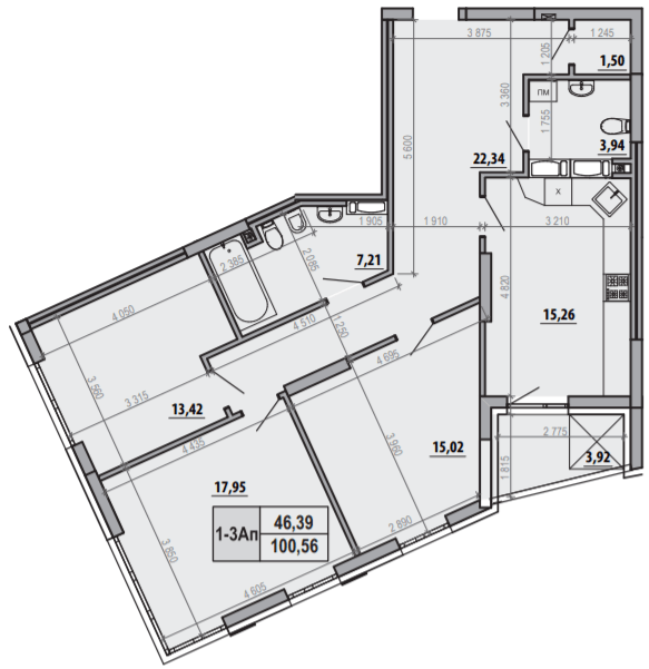 3-комнатная 100.56 м² в ЖК Русановская Гавань от 30 000 грн/м², Киев