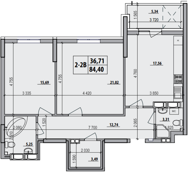 2-кімнатна 84.4 м² в ЖК Русанівська Гавань від 28 700 грн/м², Київ