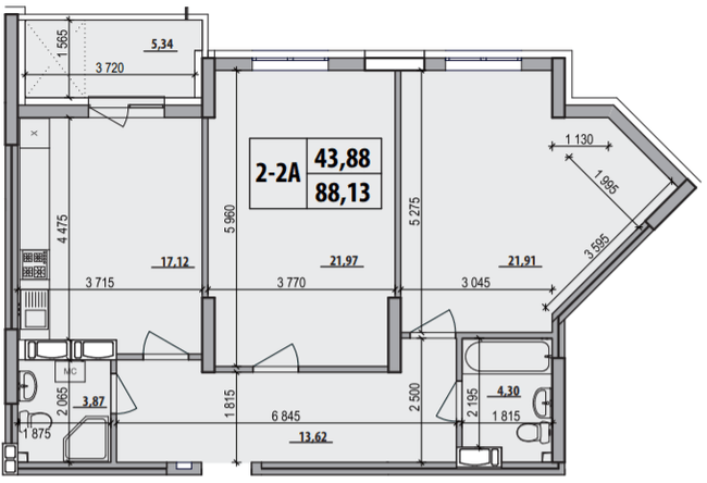 3-комнатная 88.13 м² в ЖК Русановская Гавань от 28 700 грн/м², Киев