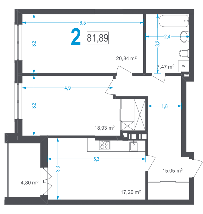 2-комнатная 81.89 м² в ЖК Соломенский от 43 800 грн/м², Киев