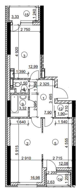 2-кімнатна 56.69 м² в БФК Курнатовського від 29 458 грн/м², Київ