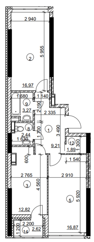 2-комнатная 62.25 м² в МФК Курнатовского от 28 119 грн/м², Киев