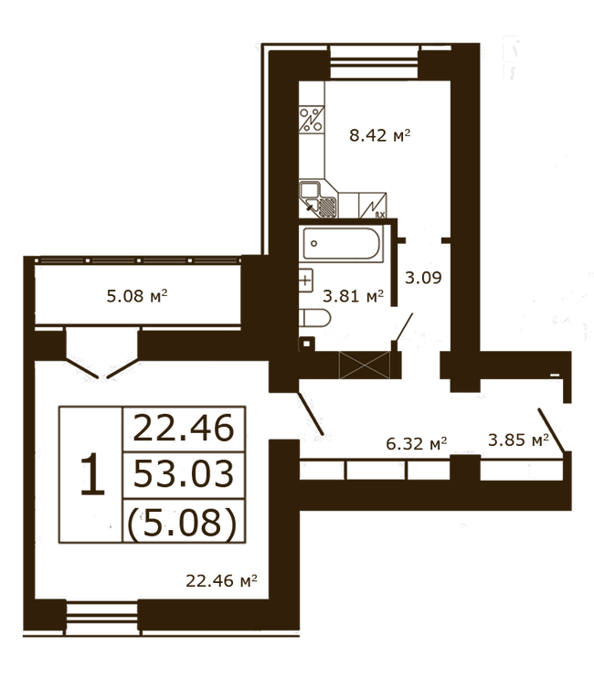 1-кімнатна 53.03 м² в ЖК Чайка від 17 300 грн/м², с. Чайки