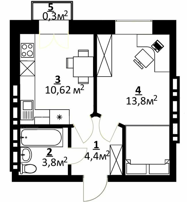 1-кімнатна 32.92 м² в ЖК City Lake від 15 000 грн/м², с. Шевченкове