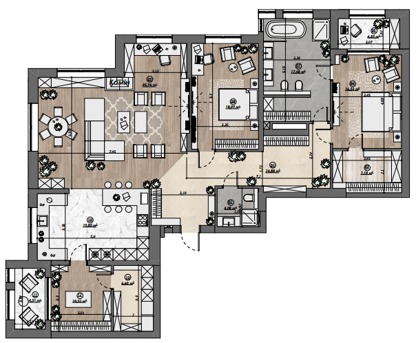 5+ комнат 180.52 м² в ЖК Dynastia BC от 26 550 грн/м², г. Белая Церковь