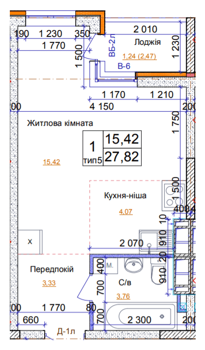 1-кімнатна 27.82 м² в ЖК на вул. Симона Петлюри, 21б від 19 500 грн/м², м. Бровари