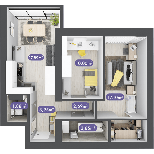 2-кімнатна 57.36 м² в ЖК Desna Park Residence від 18 050 грн/м², с. Зазим`я