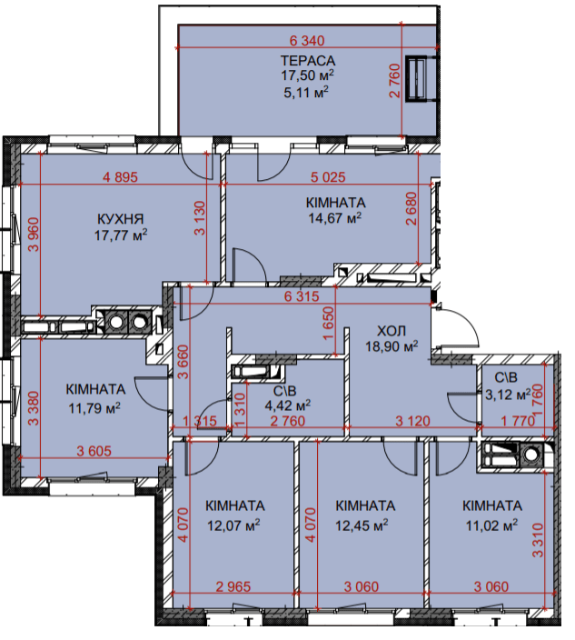 5+ комнат 111.46 м² в ЖК Riverside от 38 800 грн/м², с. Погребы