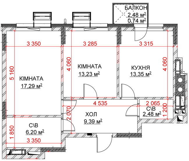 2-кімнатна 62.68 м² в ЖК Riverside від 31 000 грн/м², с. Погреби