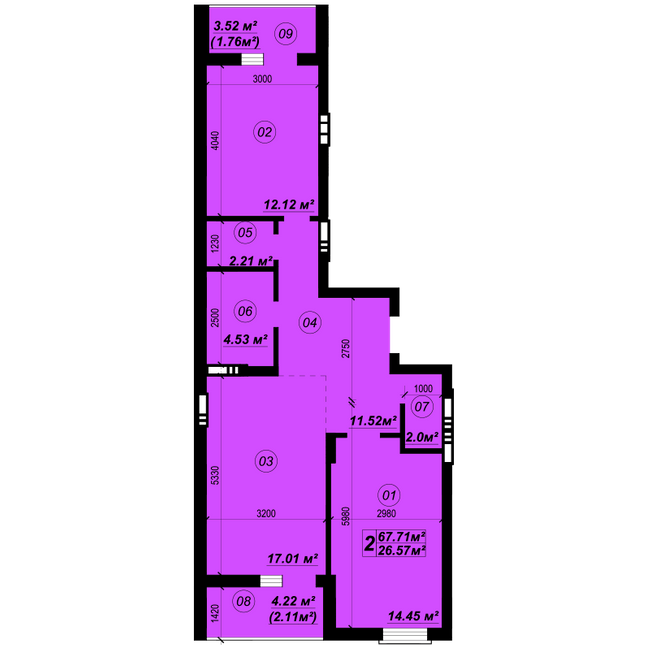 2-комнатная 67.71 м² в ЖК Verba от 21 500 грн/м², пгт Глеваха