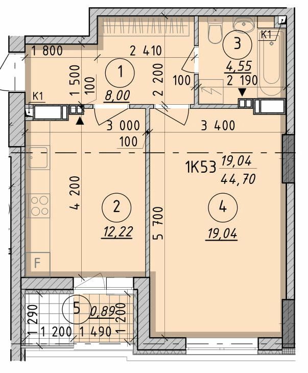 1-комнатная 44.7 м² в ЖК Борисо-Глебский 2 от 32 500 грн/м², г. Вышгород