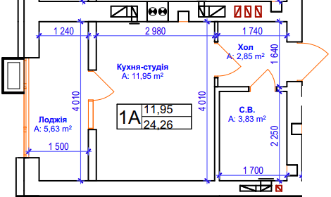 1-комнатная 24.26 м² в ЖК Бургундия от 24 650 грн/м², г. Ирпень