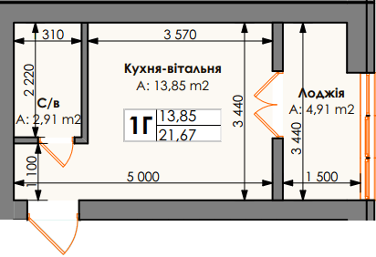 1-кімнатна 21.67 м² в ЖК Бургундія від 24 650 грн/м², м. Ірпінь