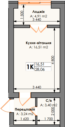 1-кімнатна 28.06 м² в ЖК Бургундія від 24 650 грн/м², м. Ірпінь