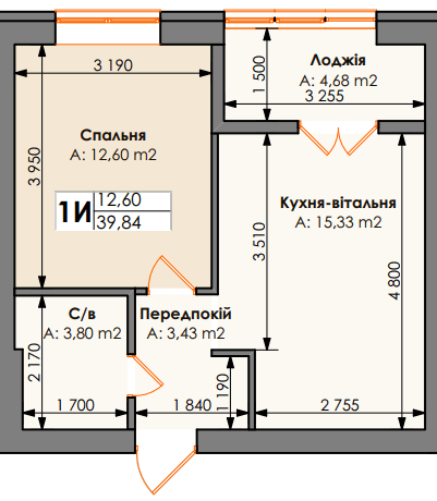 1-кімнатна 39.84 м² в ЖК Бургундія від 24 650 грн/м², м. Ірпінь