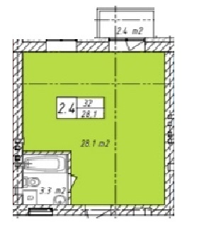 1-комнатная 32 м² в ЖК Belveder City Smart от застройщика, с. Гнедин