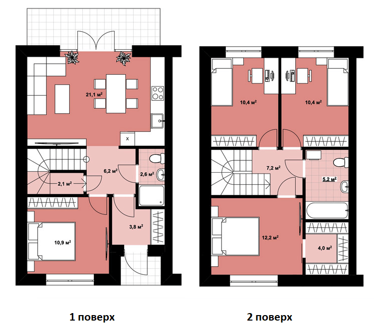 Таунхаус 96 м² в Таунхаусы Lagom House от 19 583 грн/м², с. Новые Петровцы