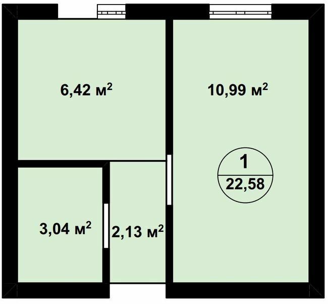 1-кімнатна 22.58 м² в ЖК Aura Center від 21 300 грн/м², с. Крюківщина