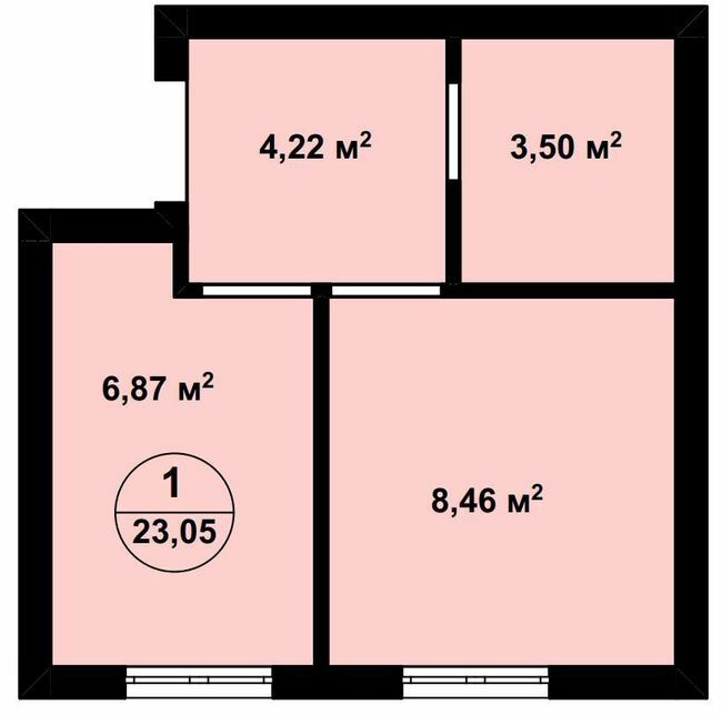 1-комнатная 23.05 м² в ЖК Aura Center от 21 300 грн/м², с. Крюковщина