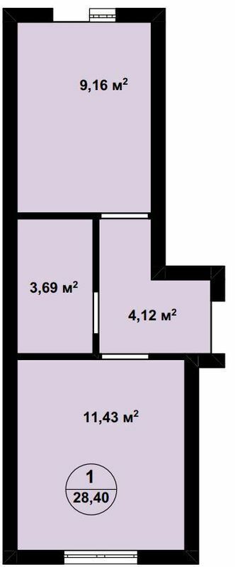 1-комнатная 28.4 м² в ЖК Aura Center от 25 250 грн/м², с. Крюковщина