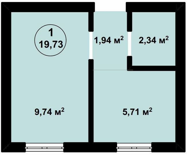 1-кімнатна 19.73 м² в ЖК Aura Center від 22 600 грн/м², с. Крюківщина