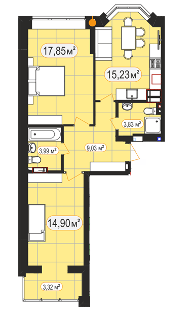 2-кімнатна 68.15 м² в ЖК Мюнхаузен 2 від 25 500 грн/м², м. Ірпінь