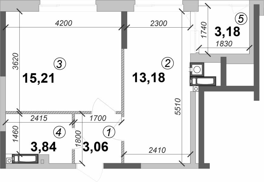 1-кімнатна 38.47 м² в ЖК Оптимісто від 30 000 грн/м², с. Гатне