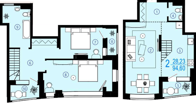 Двухуровневая 94.6 м² в ЖК Меридиан от 16 200 грн/м², Харьков