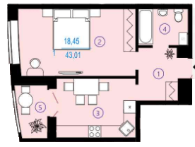 1-комнатная 43.01 м² в ЖК Меридиан от 16 050 грн/м², Харьков